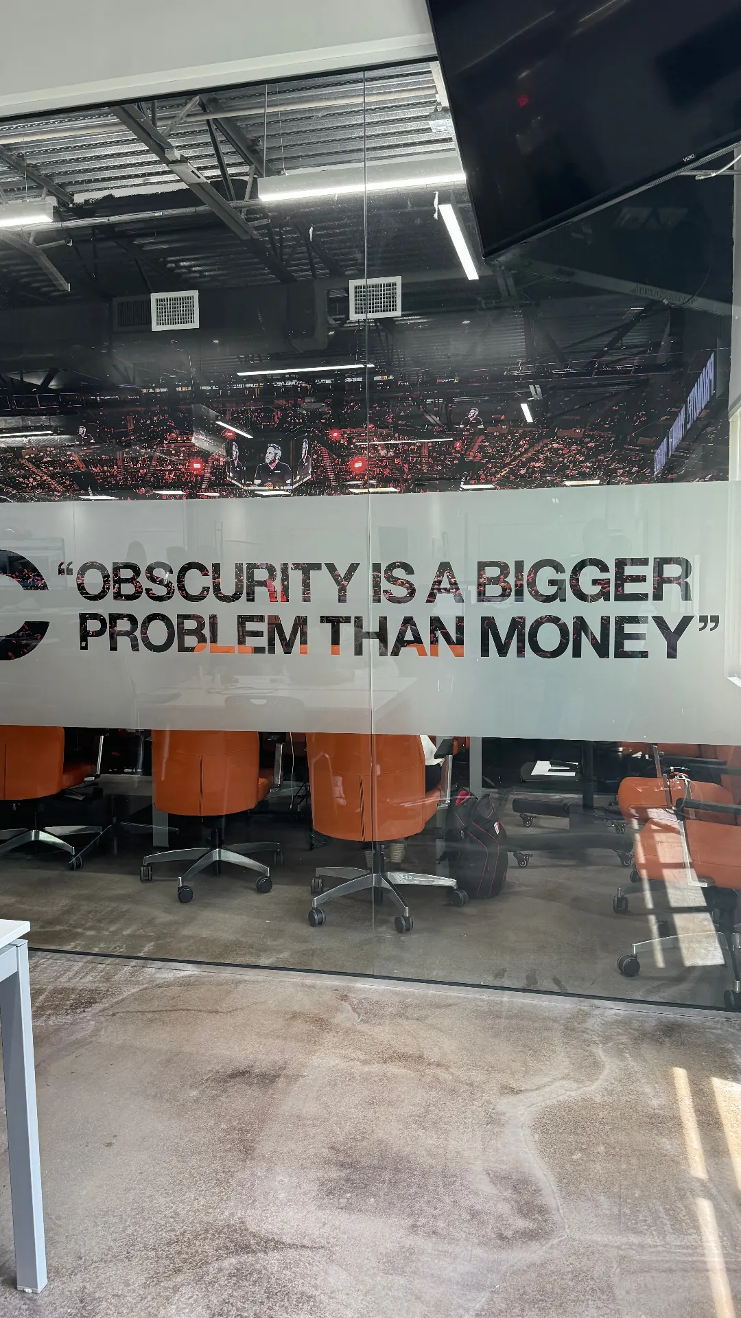 10X HQ training room — Obscurity is a bigger problem than money wall