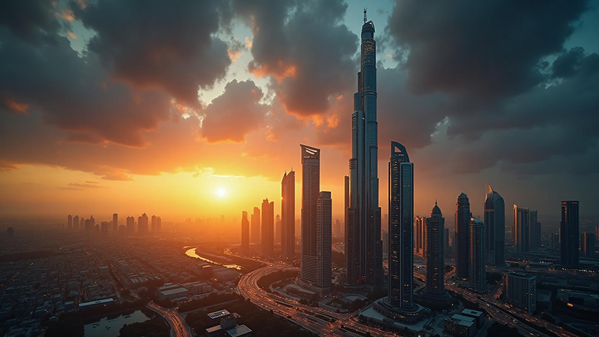 Dubai skyline at night